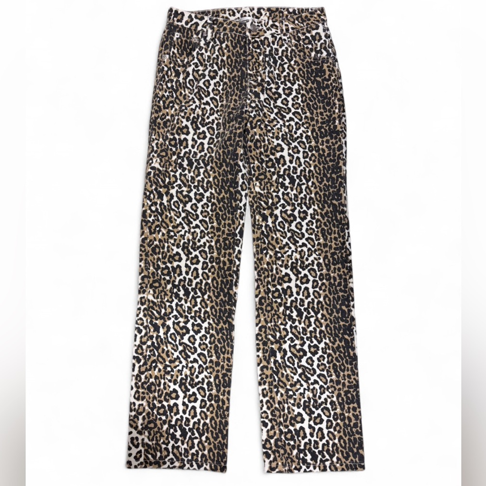 Simons Leopard Print straight leg jeans